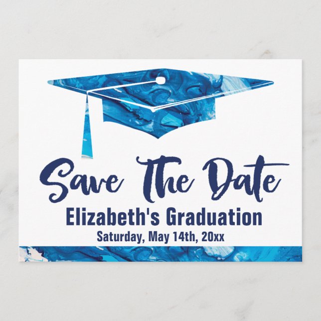Save The Date Graduation Enregistrer La Date Simple Élégante Aqu (Devant)