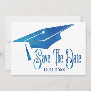 Save The Date Graduation Enregistrer La Date Simple Moderne Bleu