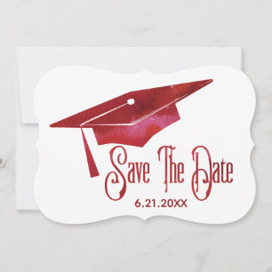 Save The Date Graduation Enregistrer La Date Simple Moderne Roug