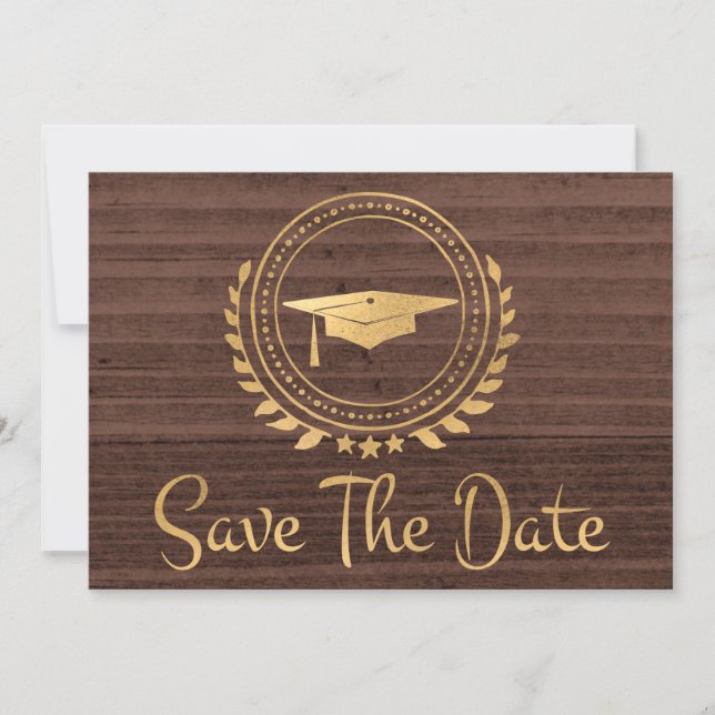 Save The Date Graduation Rustric Enregistrer La Date Casquette G (Devant)