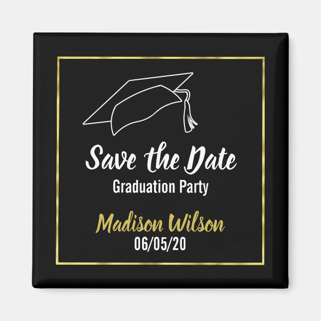 Save the Date Graduierungspartei | Imitate Gold Bo Magnet (Vorne)