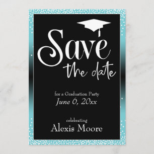 Save the Date Graduierungsparty Türkis Ombre Einladung