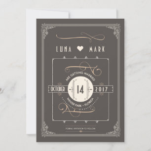 Save The Date Grands Cartons de Gatsby Art Déco pour Sauvegarder