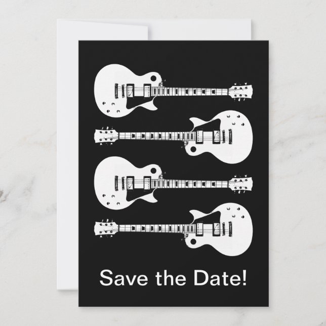 Save The Date Graphique de guitares électriques en blanc (Devant)