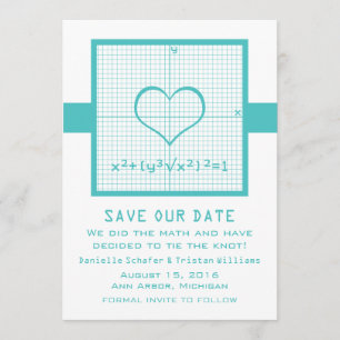Save The Date Graphique de mathématiques cardiaques turquoises E