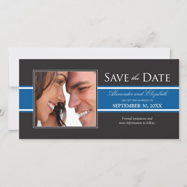 Save The Date Gras Bleu Bande Enregistrer la date de l'annonce (Devant)