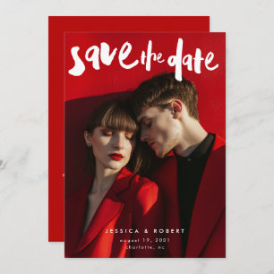 Save The Date Gras Edgy Modern Brush Script Mariage photo