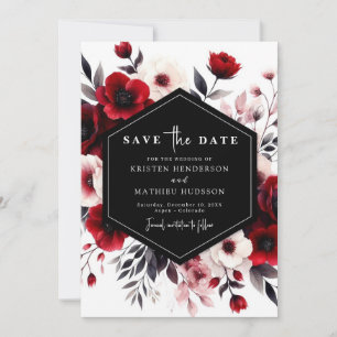 Save The Date Gras Russe Crimson Mariage rouge