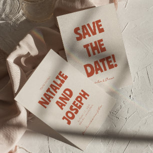 Save The Date Gras simple brillant Funky rétro Mariage unique