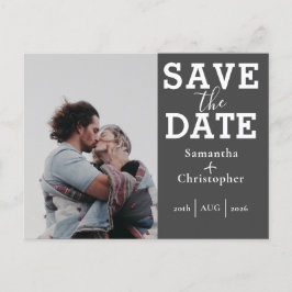 Save the Date graue und weiße Fotopräsentation Ankündigungspostkarte