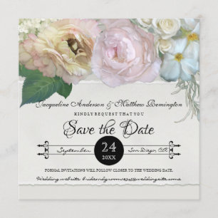 Save the Date Gray Ombre Blume Peony Rose Einladung