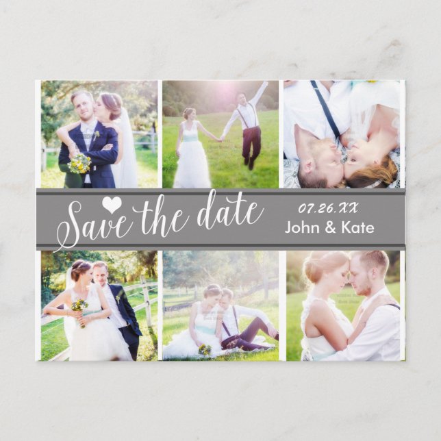SAVE THE DATE Gray Wedding 6 FOTO Postkarte (Vorderseite)