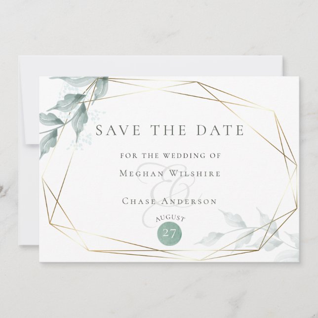 Save The Date | Grayed Jade Green Botanical (Vorderseite)