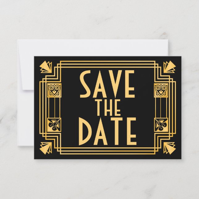 Save The Date Great Gatsby 1920 Mariage Art Déco Enregistrer la  (Devant)