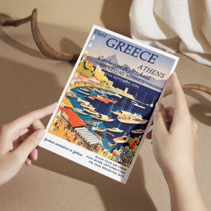 Save The Date Grèce Mariage Voyage Style d'affiche QR Code