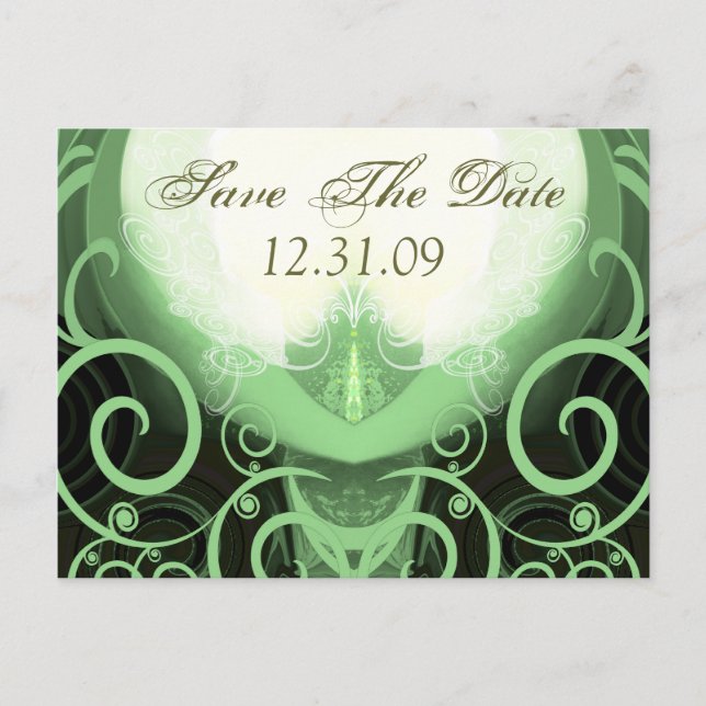 Save the Date - Green Cala Lily Ankündigungspostkarte (Vorderseite)