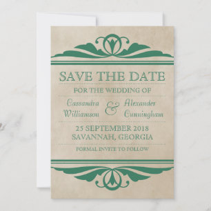 Save The Date Green Elegant Deco Enregistrer l'Invitation de dat