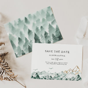 Save The Date Green et Gold Mountain Horizontal Enregistrer la d