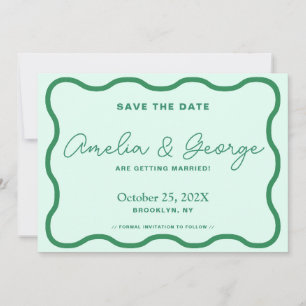Save The Date Green et Mint Wavy Retro