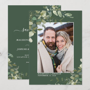 Save The Date Green Eucalyptus Mariage Photo Enregistrer la date