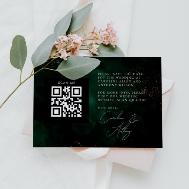 Save The Date Green Magic Gold Qr Code Photo (Créateur téléchargé)