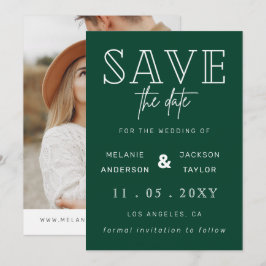 Save The Date Green Modern Calligraphy Photo Enregistrer La Date