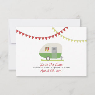 Save The Date Green Retro Trailer & Mariage Enregistrer La Date