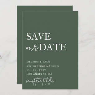 Save The Date Green Simple Calligraphy Enregistrer La Date