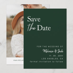 Save The Date Green Simple Calligraphy Photo Enregistrer La Date