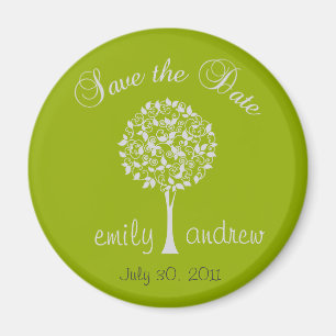 Save the Date Green Tree Magnet