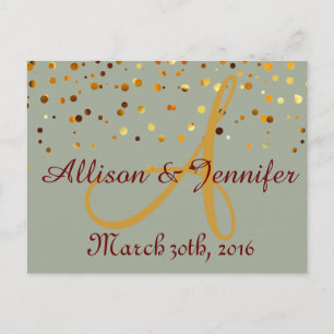 Save the Date Green und Gold Glitzer Imitate Fohle Ankündigungspostkarte