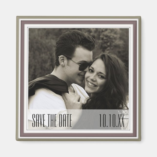 Save The Date Green Wine Magnet (Vorne)