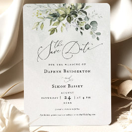 Save the Date Greenery Script Minimalistisch Weddi Einladung