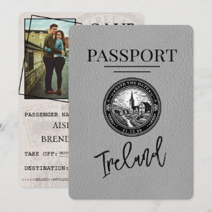Save The Date Grey Ireland Passeport Enregistrer La Date