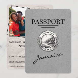 Save The Date Grey Jamaïque Passeport Enregistrer La Date