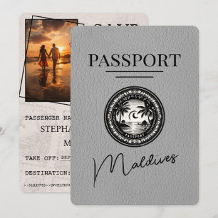 Save The Date Grey Maldives Passeport Enregistrer La Date