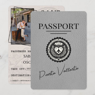 Save The Date Grey Puerta Vallarta Passeport Enregistrer La Date