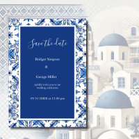 Save the Date griechisch-blau-weiß-elegante Hochze