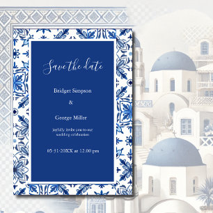 Save the Date griechisch-blau-weiß-elegante Hochze Einladung