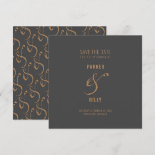 Save The Date Gris moderne et cuivreMariage d'automne Enregistre