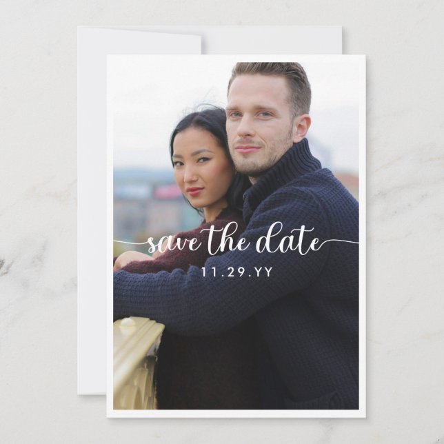 Save The Date Grosse photo Calligraphie minimale Enregistrer la  (Devant)