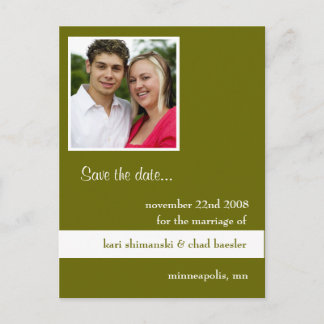 Save the Date grün Ankündigungspostkarte