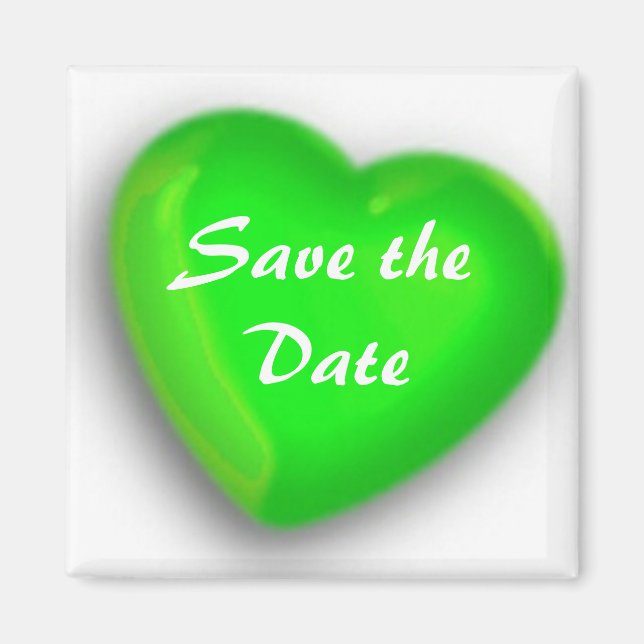 Save the Date/Grünes Herz Magnet (Vorne)