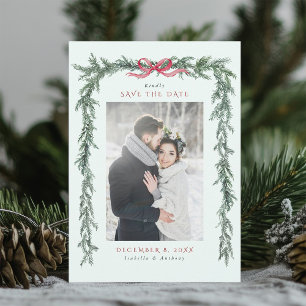 Save The Date Guirlande de pin de Noël Mariage Vert menthe Photo