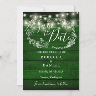 Save The Date Guirlande Lumineuse en Bois Vert Rustique pour Mar