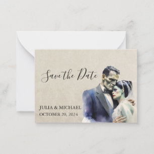 Save the Date Halloween Frankenstein Bride Mitteilungskarte