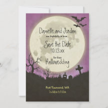 Save the Date Halloween Hochzeit in lila