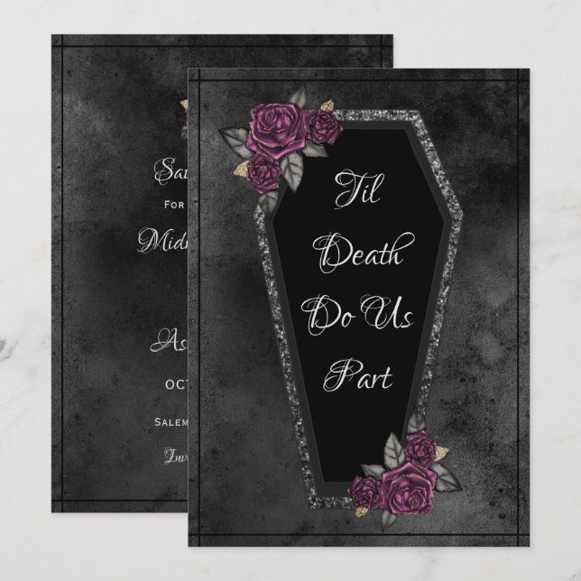 Save The Date Halloween Roses de café étincelle jusqu'à la mort (Devant / Derrière)