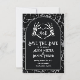 Save the Date Halloween Skeleton Heart Hands