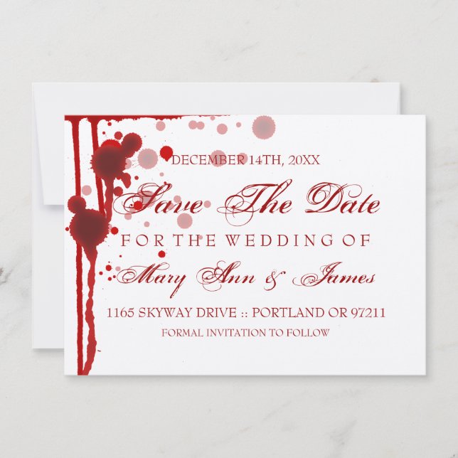Save The Date Halloween Vampire Enregistrer La Date Fake Blood R (Devant)